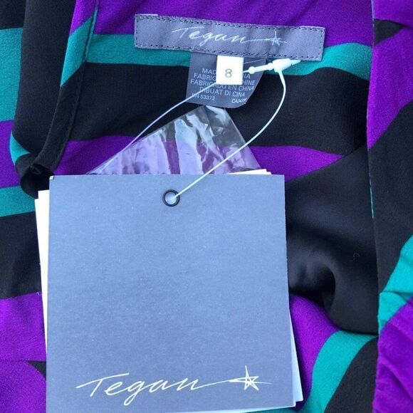 NWT Tegan 100% Silk Striped Dress Size 8 - Picture 9 of 10